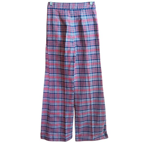 22x29 6J Vintage Plaid Bellbottom Jeans Lemon Frog High-Waisted Pants 70s Sears - Picture 2 of 6